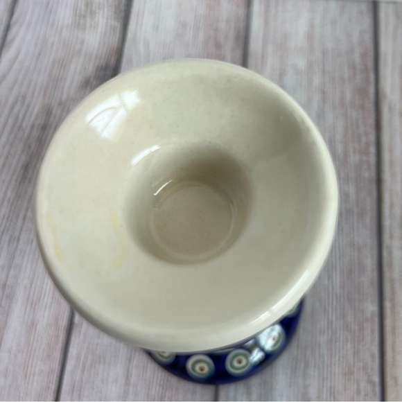 Polish Pottery Peacock Pattern Candle Holder - Picture 2 of 5
